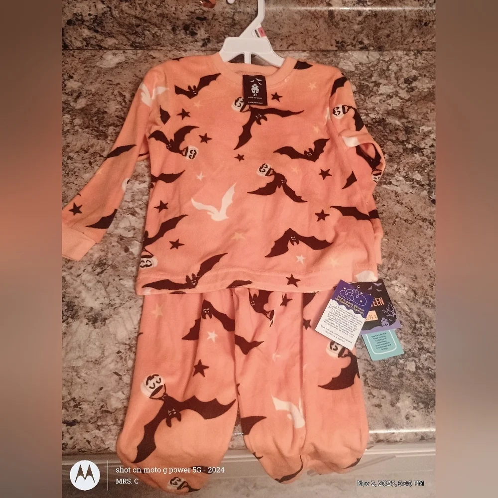 Carter's Orange and Black Halloween  Pants And Shirt Two-piece PJs New